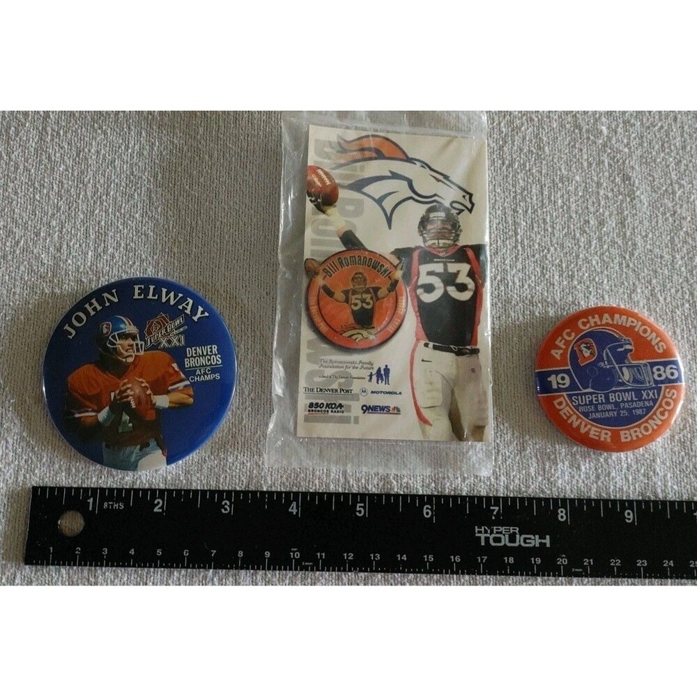 Vintage Denver Broncos 3 Button Pin Bundle NFL